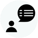 A human with a speech bubble icon to represent clear and effective communication.