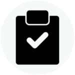 A clipboard with a tick on it to represent the digital marketing process step of Action.